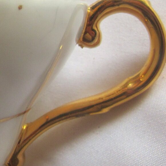 Staffordshire Tea Cup and Saucer Hand Painted Pink Roses Heavy Gold Gilt    I249 - Picture 8 of 10